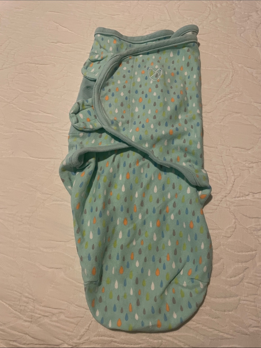 SwaddleMe Mint Teal Swaddle with Multicolor Raindrop Motif